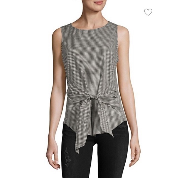 Saks Fifth Avenue Tank Tie Front Gingham Top M - Picture 1 of 7